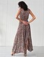 cheap Boho Dresses-Women&#039;s Basic Sheath Swing Dress - Floral Split Lace up Print Light Brown L XL XXL