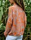 cheap Sweaters &amp; Cardigans-Women&#039;s Blouse Shirt Striped Pattern Long Sleeve Round Neck Tops Cotton Basic Top Blue Orange Rainbow