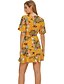 cheap Boho Dresses-Women&#039;s Basic Sheath Dress - Floral Ruffle Patchwork Print Yellow L XL XXL