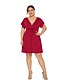 preiswerte Kleider in Übergröße da Donna-Damen Übers Knie Übergrössen Rosa Rote Kleid Elegant Hülle Solide V-Ausschnitt Lose
