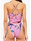 cheap One-Pieces-Women&#039;s Halter Basic One-piece Swimsuit Backless Criss Cross Lace up Animal Swimwear Bathing Suits Blushing Pink