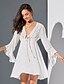 cheap Boho Dresses-Women&#039;s Basic A Line Sheath Dress - Solid Colored White, Cut Out Ruffle Lace up White L XL XXL