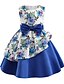 cheap Girls&#039; Dresses-Kids Toddler Little Girls&#039; Dress Floral Plants Bow Print Blue Fuchsia Red Cotton Knee-length Sleeveless Basic Cute Dresses Regular Fit