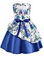 cheap Girls&#039; Dresses-Kids Toddler Little Girls&#039; Dress Floral Plants Bow Print Blue Fuchsia Red Cotton Knee-length Sleeveless Basic Cute Dresses Regular Fit