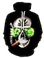 abordables Hoodies-Hombre 3D Cráneos Sudadera Víspera de Todos los Santos Fiesta Casual Sudaderas con capucha Sudaderas Negro