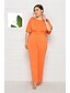 abordables Robes Grandes Tailles  Femme-Femme Vin Rose Claire Orange Combinaison-pantalon Combinaison, Couleur Pleine L XL XXL