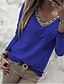 preiswerte T-shirts-Damen T-Shirt Solide Übergrössen Pailletten Langarm Normal Oberteile Grundlegend Schwarz Blau Purpur