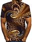 cheap T-Shirts-Swirls Fractal Mens 3D Shirt Casual | Brown Summer Cotton | Men&#039;S Tee Graphic Abstract Round Neck Street Club Short Sleeve Print Clothing Apparel Streetwear