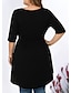 cheap Plus Size Tops-Women&#039;s T Shirt Dress Lace Cotton Short Sleeve Solid Colored Patchwork Deep V Basic Lace Loose Black L XL XXL XXXL / Asymmetrical