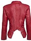 cheap Jackets-Women&#039;s Stand Collar Faux Leather Jacket Regular Solid Colored Daily Black / Red S / M / L