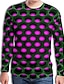 cheap T-Shirts-Men&#039;s T shirt Tee Polka Dot Graphic Patterned Geometric 3D Round Neck Plus Size Daily Long Sleeve Print Tops Streetwear Exaggerated Purple Red / Fall / Spring