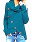 abordables Jerséis-Mujer Pull-over Un Color Manga Larga Cárdigans suéter Cuello Alto Vino Caqui Azul cielo