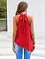 cheap Tank Tops-Women&#039;s Blouse Floral 3D Solid Colored Bow Loose Tops Chiffon Basic Streetwear Halter Neck Red / Club