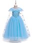 cheap Girls&#039; Dresses-Kids Toddler Little Girls&#039; Dress Solid Colored Sequins Mesh Blue Midi Short Sleeve Active Sweet Dresses Slim
