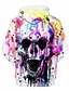 cheap Hoodies-Men&#039;s Plus Size Hoodie 3D Skull Hooded Halloween Casual Streetwear Hoodies Sweatshirts  Rainbow