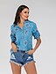cheap Tops &amp; Blouses-Women&#039;s Shirt Blouse Blue Graphic Print Long Sleeve Daily Sports Streetwear Basic V Neck Cotton Loose Fit