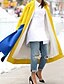 cheap Jackets-Women&#039;s Daily Fall &amp; Winter Long Coat, Color Block Rolled collar Long Sleeve Polyester Yellow