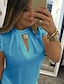 economico T-shirts-Per donna Blusa Occhiello in alto Camicia Liscio Tinta unita Rotonda Tagliato Cerniera Pizzo Essenziale Casuale Top Standard Blu Bianco Nero