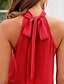 cheap Tank Tops-Women&#039;s Blouse Floral 3D Solid Colored Bow Loose Tops Chiffon Basic Streetwear Halter Neck Red / Club