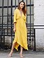 cheap Boho Dresses-Women&#039;s Basic Sheath Skater Dress - Solid Colored Ruched Patchwork Yellow S M L XL