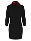 cheap Mini Dresses-Women&#039;s Shift Dress Short Mini Dress Gray Black Long Sleeve Print Patchwork Fall Winter Turtleneck Casual 2021 M L XL XXL / Cotton / Cotton