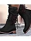 cheap Boots-Women&#039;s Boots Cowboy Boots Outdoor Solid Colored Mid Calf Boots Winter Rivet Cuban Heel Round Toe Vintage British PU Lace-up Black Brown Gray