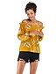 cheap Tops &amp; Blouses-Women&#039;s Shirt Blouse Yellow Wine Blue Geometric Print Long Sleeve Daily Streetwear Basic Off Shoulder Cotton Slim