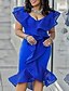 preiswerte Silvester Kleider-Damen Bodycon Knielanges Kleid Ärmellos Solide heiß Blau S M L XL XXL