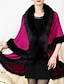 cheap Furs &amp; Leathers-Women&#039;s V Neck Faux Fur Coat Regular Solid Colored Daily Black Purple Red Fuchsia One-Size