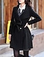 cheap Coats &amp; Trench Coats-Women&#039;s Stand Collar Coat Long Solid Colored Daily Basic Black Khaki Silver S M L XL