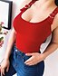 abordables Camisetas sin mangas-Mujer Camiseta sin mangas Un Color Escote Redondo Tops Blanco Negro Rojo