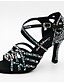 abordables Pumps &amp; Heels-Femme Chaussures Latines Cristal / strass Talon Talon Cubain Amande Noir Sangle croisée Paillettes de cristal scintillantes ornées de bijoux