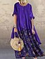 cheap Maxi Dresses-Women&#039;s Swing Dress Maxi long Dress Purple Yellow Red Brown Half Sleeve Polka Dot Round Neck Hot M L XL XXL 3XL 4XL 5XL / Plus Size / Plus Size