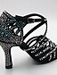 cheap Pumps &amp; Heels-Women&#039;s Latin Shoes Crystal / Rhinestone Heel Cuban Heel Almond Black Cross Strap Glitter Crystal Sequined Jeweled