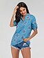 cheap Tops &amp; Blouses-Women&#039;s Shirt Blouse Blue Graphic Print Long Sleeve Daily Sports Streetwear Basic V Neck Cotton Loose Fit