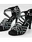 cheap Pumps &amp; Heels-Women&#039;s Latin Shoes Crystal / Rhinestone Heel Cuban Heel Almond Black Cross Strap Glitter Crystal Sequined Jeweled