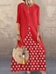 preiswerte Maxi-Kleider-Damen Maxi Übergrössen Rosa Rote Kleid A-Linie Punkt