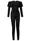 abordables Jumpsuits &amp; Rompers-Femme Chic de Rue / Sophistiqué Noir Vin Combinaison-pantalon, Couleur Pleine Dos Nu / Noeud / Cordon S M L