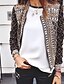 cheap Jackets-Women&#039;s Daily Regular Jacket, Geometric Stand Long Sleeve Polyester Black