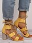baratos Sandals-Mulheres Sandálias Boho Salto Robusto Dedo Aberto Doce Minimalismo Diário Escritório e Carreira Couro Ecológico Laço Verão Roxo Amarelo Azul