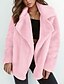 cheap Furs &amp; Leathers-Women&#039;s Faux Fur Coat Daily Fall &amp; Winter Regular Coat Notch lapel collar Regular Fit Jacket Long Sleeve Solid Colored Blushing Pink Light Brown