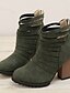 cheap Boots-Women&#039;s Boots Daily Solid Colored Chunky Heel Round Toe PU Zipper Black Army Green Beige