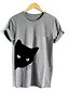 abordables T-shirts-Mujer Camiseta Un Color Animal Retazos Escote Redondo Tops Básico Top básico Blanco Negro Gris