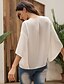 cheap Tops &amp; Blouses-Unisex Blouse Floral Solid Colored 3D Lace up 3/4 Length Sleeve Daily Loose Tops Chiffon Basic Streetwear V Neck White / Going out