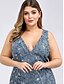 cheap Dresses-Mermaid / Trumpet Evening Gown Plus Size Dress Wedding Guest Engagement Floor Length Sleeveless V Neck Lace V Back with Appliques 2023