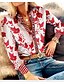 cheap Tops &amp; Blouses-Women&#039;s Blouse Shirt Geometric Long Sleeve Shirt Collar Tops Basic Top Purple Beige