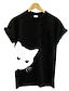 billige T-shirts-Dame T skjorte Ensfarget Dyr Lapper Rund hals Topper Grunnleggende Grunnleggende topp Hvit Svart Grå