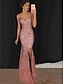 cheap Party Dresses-Women&#039;s Swing Dress Maxi long Dress - Sleeveless Solid Colored Split Glitter Elegant Sexy Cocktail Party Prom Blushing Pink Gold S M L XL