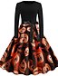 cheap Halloween2019-Women&#039;s Halloween Street chic Swing Dress - Abstract Santa Claus, Print Black S M L XL