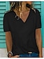 abordables T-shirts-Mujer Un Color Plisado Retazos Camiseta Escote en Pico Blanco / Negro / Azul Piscina / Rojo / Amarillo / Rosa / Gris